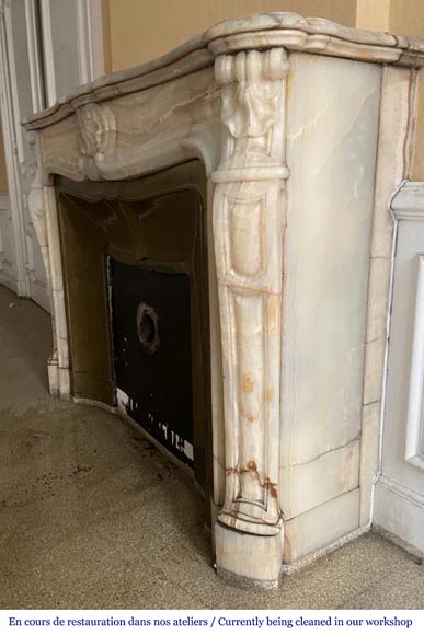 Louis XV style onyx mantel with three shells-6