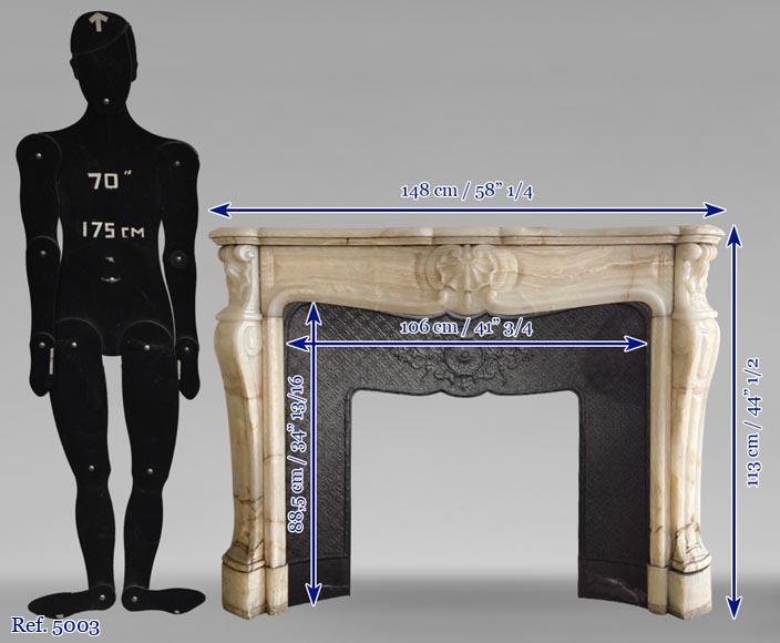 Louis XV style onyx mantel with three shells-8