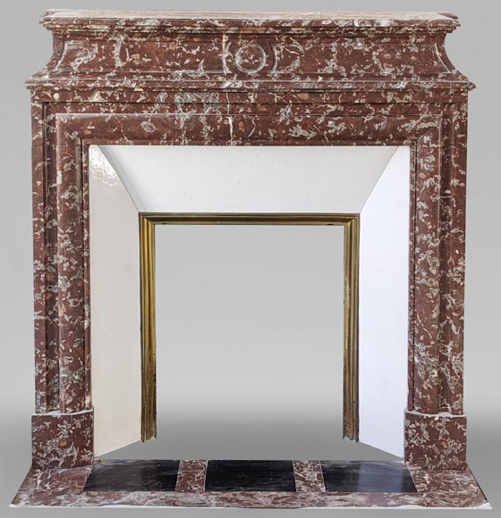 Louis XIV style mantel in Red of the North marble-0