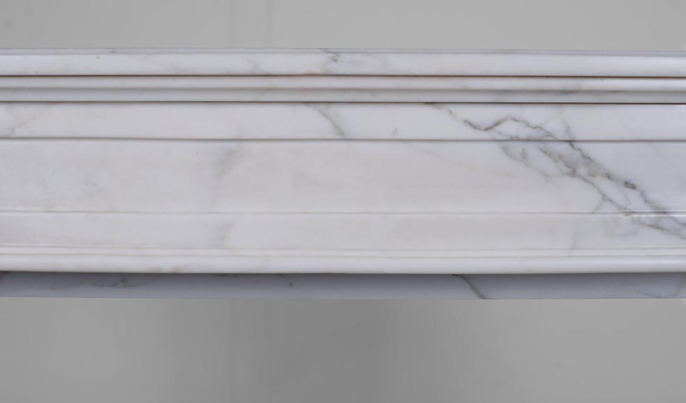 Louis XVI style mantel in semi-statuary marble with curved entablature-1
