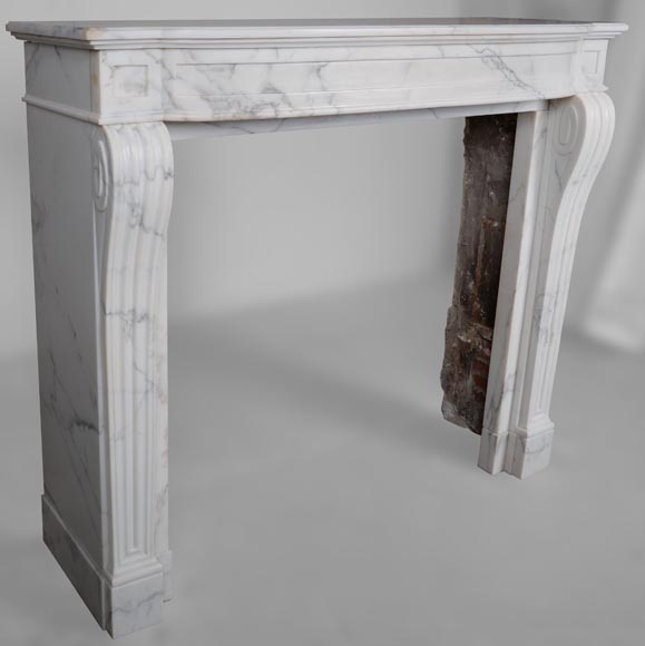 Louis XVI style mantel in semi-statuary marble with curved entablature-2