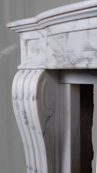 Louis XVI style mantel in semi-statuary marble with curved entablature-4