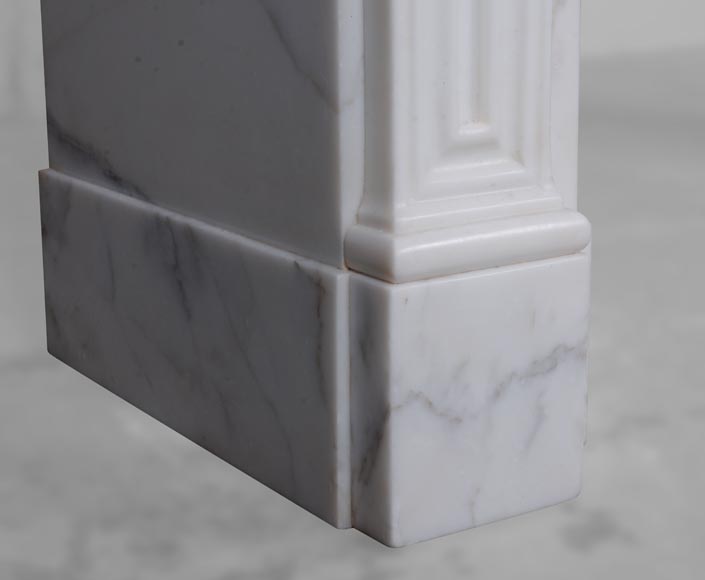 Louis XVI style mantel in semi-statuary marble with curved entablature-5