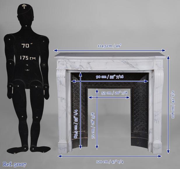 Louis XVI style mantel in semi-statuary marble with curved entablature-10