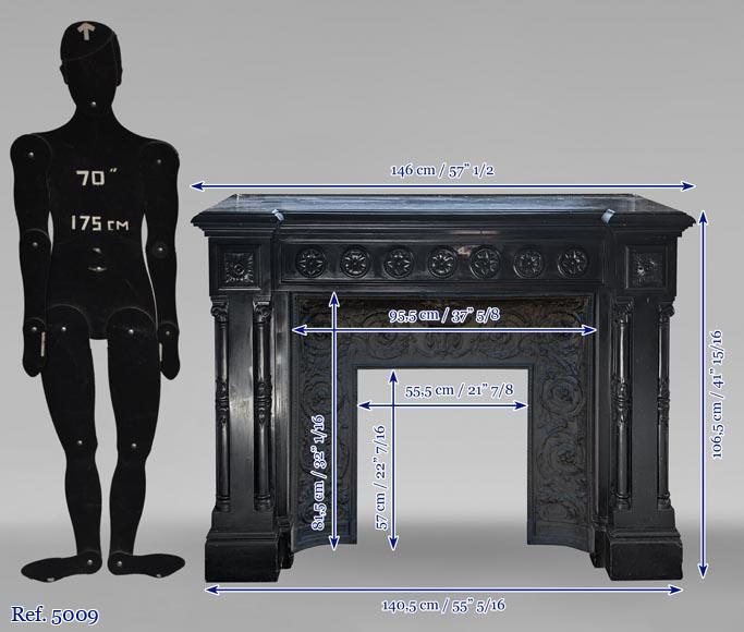 Napoleon III mantel in Black Belgium marble with columns-11