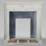 Small Louis XVI style mantel in Carrara marble with rounded corners