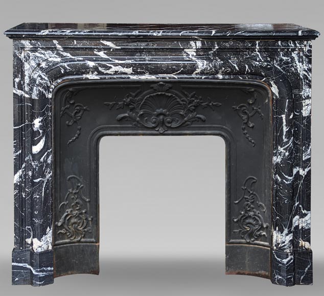 Louis XIV style mantel in Marquina marble-0