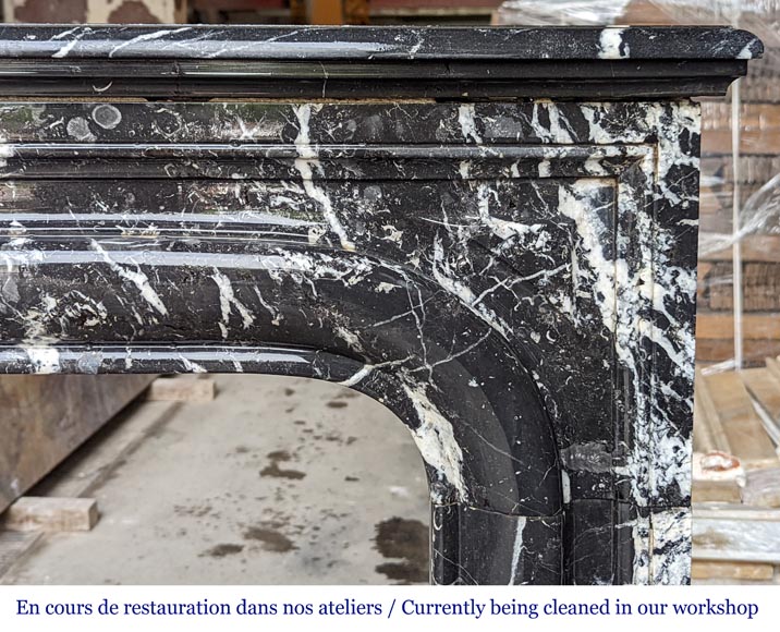 Louis XIV style mantel in Marquina marble-6