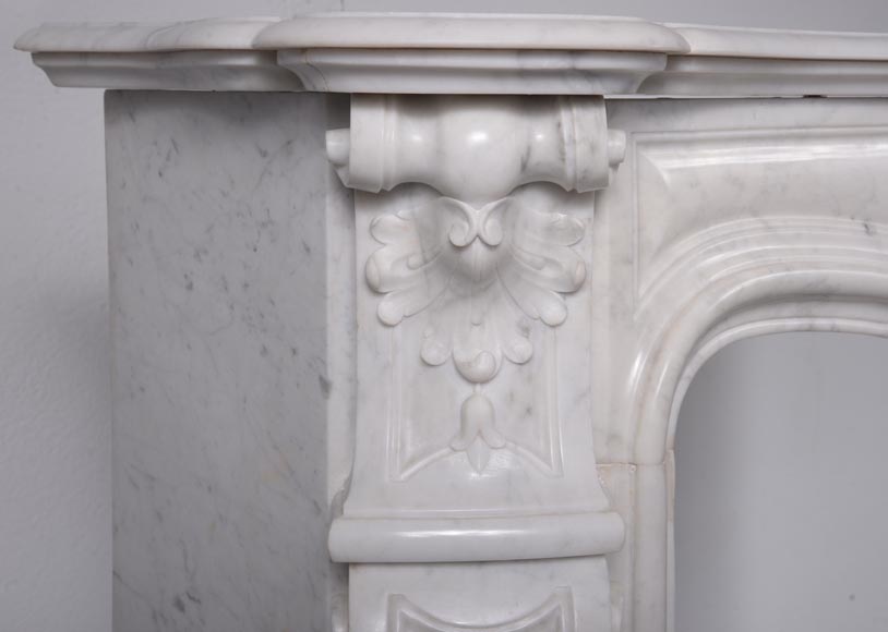 Louis XV style mantel adorned with acanthus leaves in Carrara marble-6