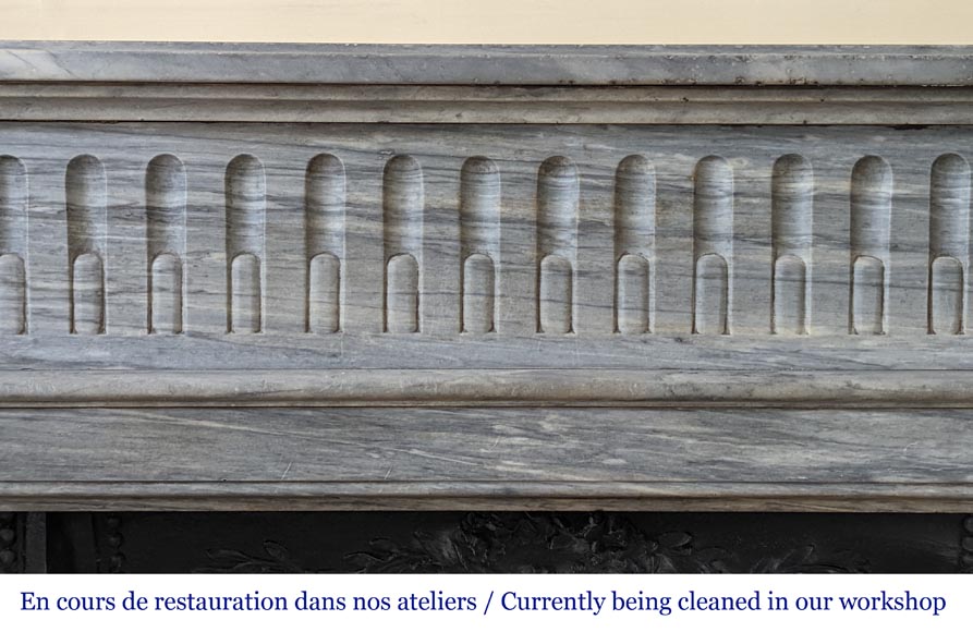 Louis XVI style mantel with rounded corners in light Turquin-1