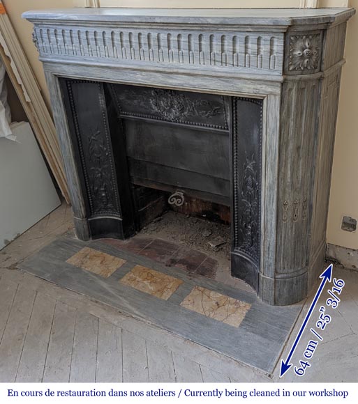 Louis XVI style mantel with rounded corners in light Turquin-5