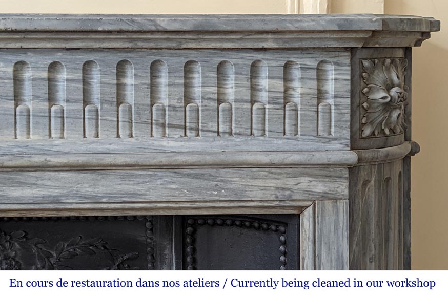 Louis XVI style mantel with rounded corners in light Turquin-6