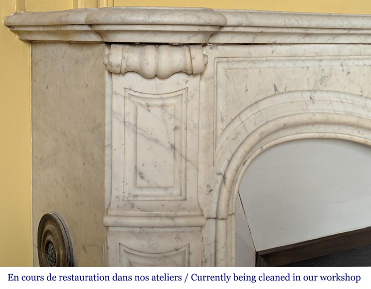 Carrara marble Louis XV style mantel with stylized shell-4