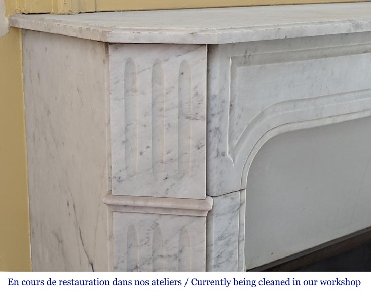 Small Carrara marble mantel with canted jambs and fluted legs-3