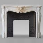 Louis XV style mantel with three shells in Carrara marble
