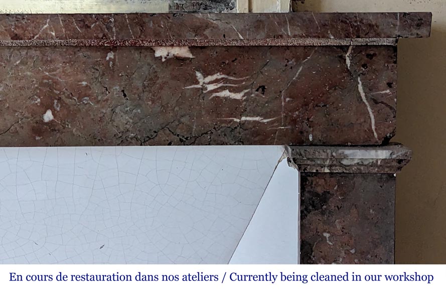 Louis XVI style mantel in Rouge du Nord marble-6