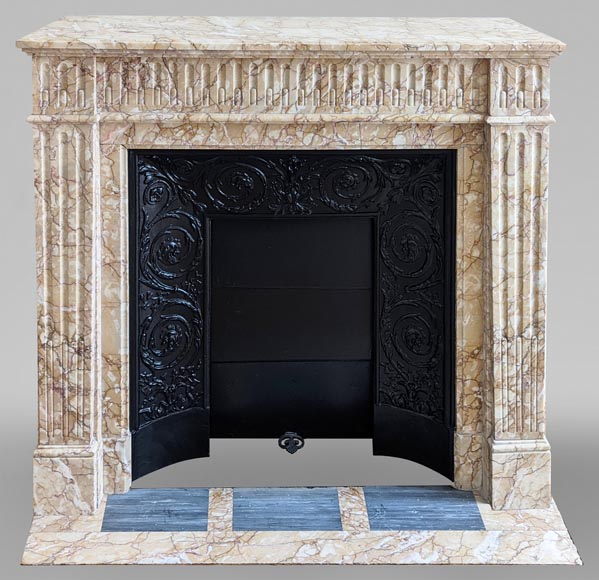 Louis XVI style mantel with rudents in Breccia Nuvolata marble-0