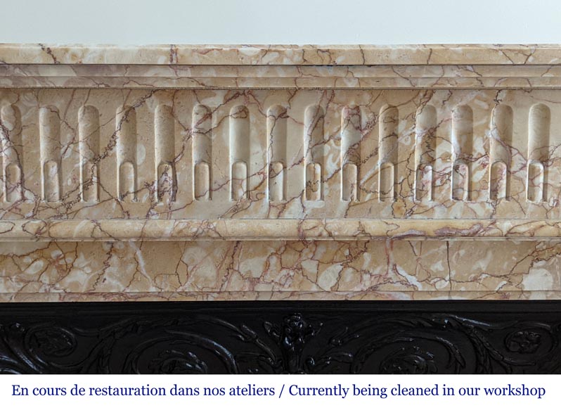 Louis XVI style mantel with rudents in Breccia Nuvolata marble-1