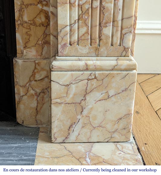 Louis XVI style mantel with rudents in Breccia Nuvolata marble-4