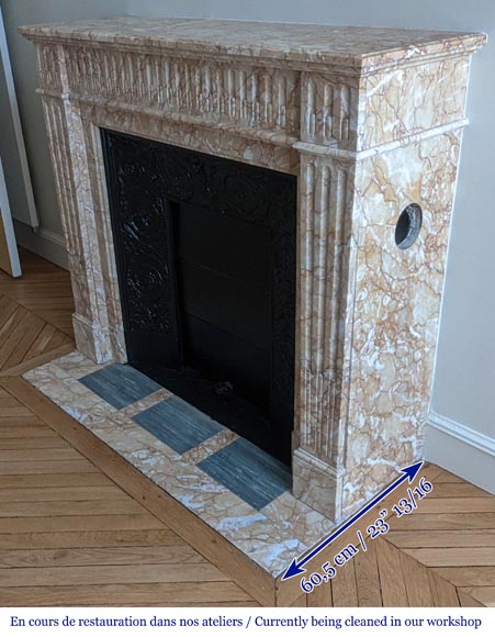 Louis XVI style mantel with rudents in Breccia Nuvolata marble-5