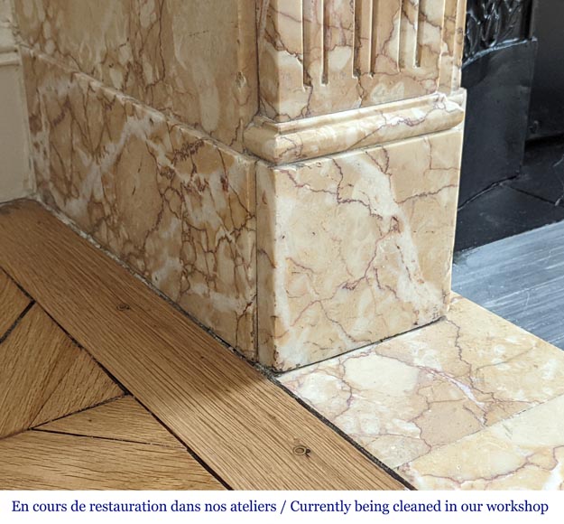 Louis XVI style mantel with rudents in Breccia Nuvolata marble-7
