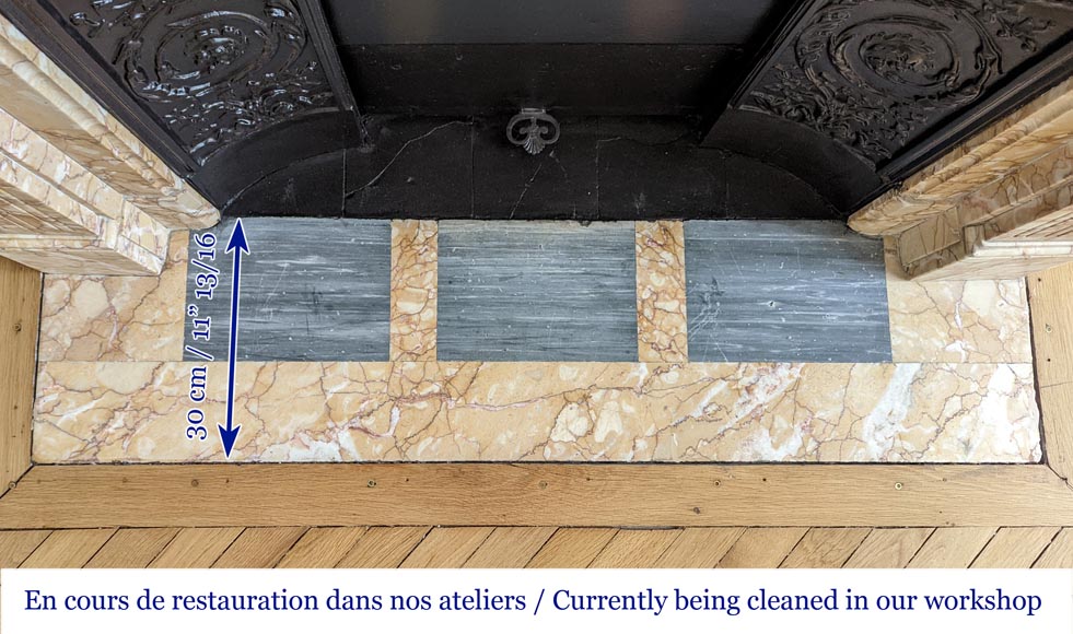 Louis XVI style mantel with rudents in Breccia Nuvolata marble-8