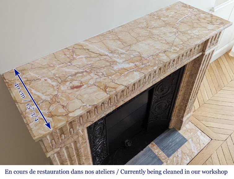 Louis XVI style mantel with rudents in Breccia Nuvolata marble-9