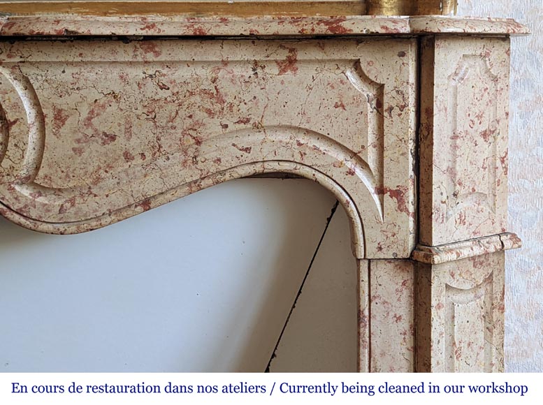 Pompadour mantel with canted jambs in red and rose marble-6