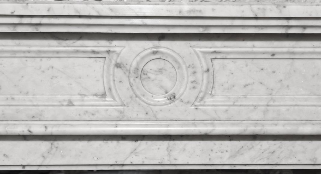 Louis XVI style Carrara marble fireplace with molded decoration-1