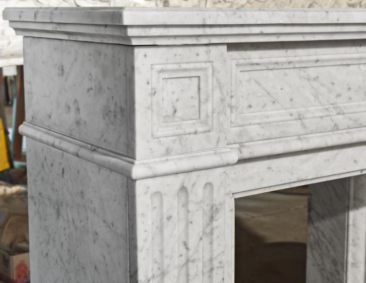 Louis XVI style Carrara marble fireplace with molded decoration-3