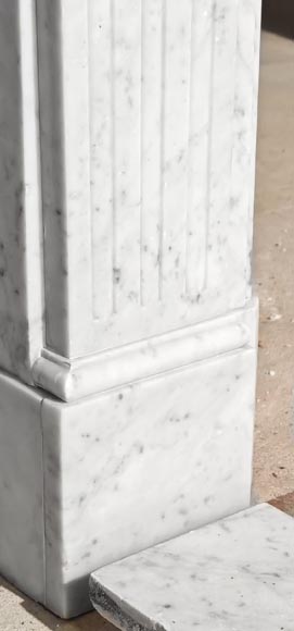 Louis XVI style Carrara marble fireplace with molded decoration-4