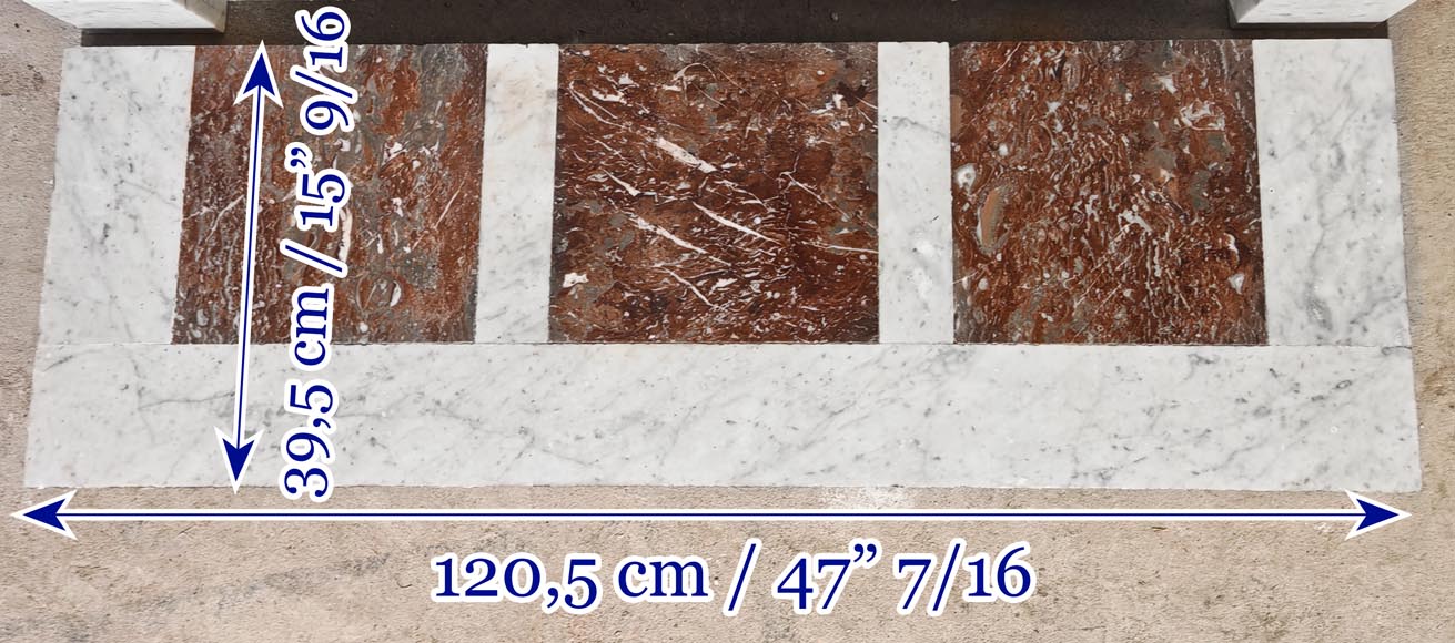 Louis XVI style Carrara marble fireplace with molded decoration-8