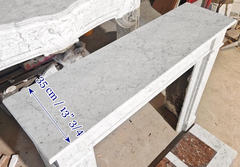 Louis XVI style Carrara marble fireplace with molded decoration-9