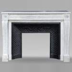 Beautiful Louis XVI style mantel with pearls and ribbon carved in Carrara marble