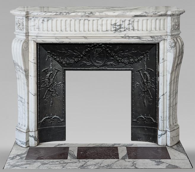 Arabescato marble mantel with Louis XVI style rudentures-0