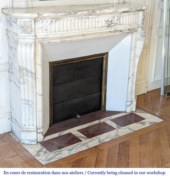 Arabescato marble mantel with Louis XVI style rudentures-2