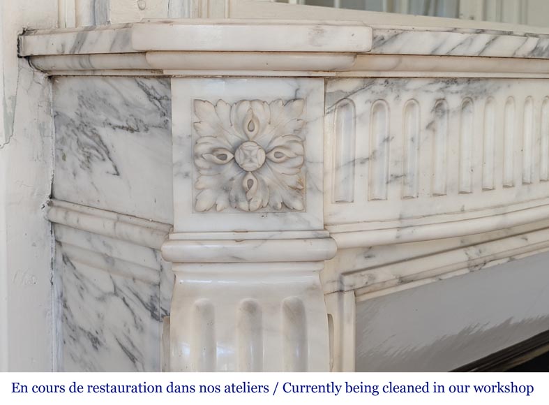 Arabescato marble mantel with Louis XVI style rudentures-3