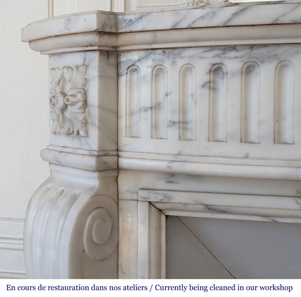 Arabescato marble mantel with Louis XVI style rudentures-4