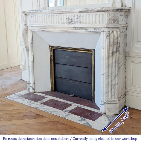 Arabescato marble mantel with Louis XVI style rudentures-6