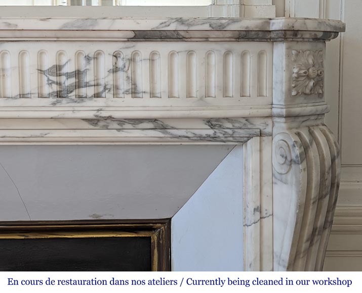 Arabescato marble mantel with Louis XVI style rudentures-7