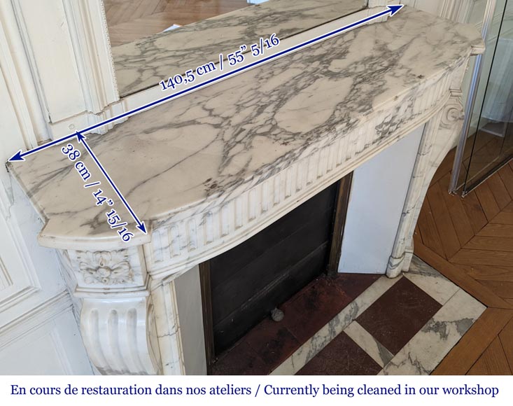 Arabescato marble mantel with Louis XVI style rudentures-10