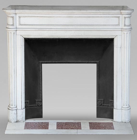 Louis XVI style statuary marble mantel with half columns -0
