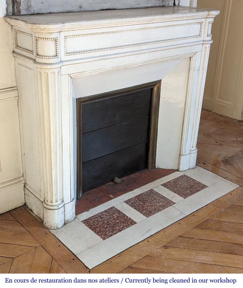 Louis XVI style statuary marble mantel with half columns -3