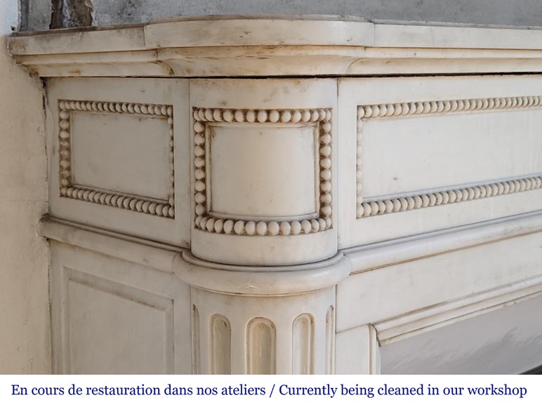 Louis XVI style statuary marble mantel with half columns -4