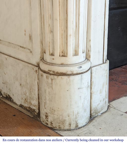Louis XVI style statuary marble mantel with half columns -5