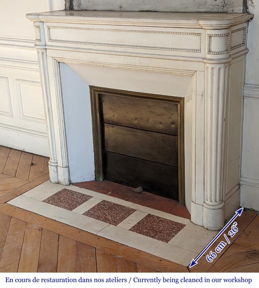 Louis XVI style statuary marble mantel with half columns -6
