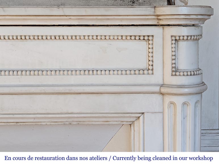 Louis XVI style statuary marble mantel with half columns -7