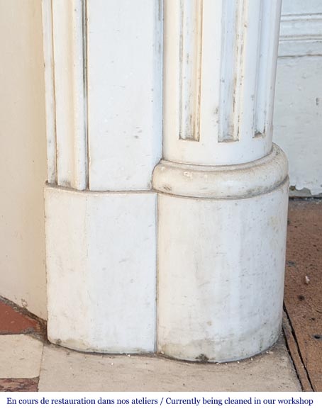 Louis XVI style statuary marble mantel with half columns -8