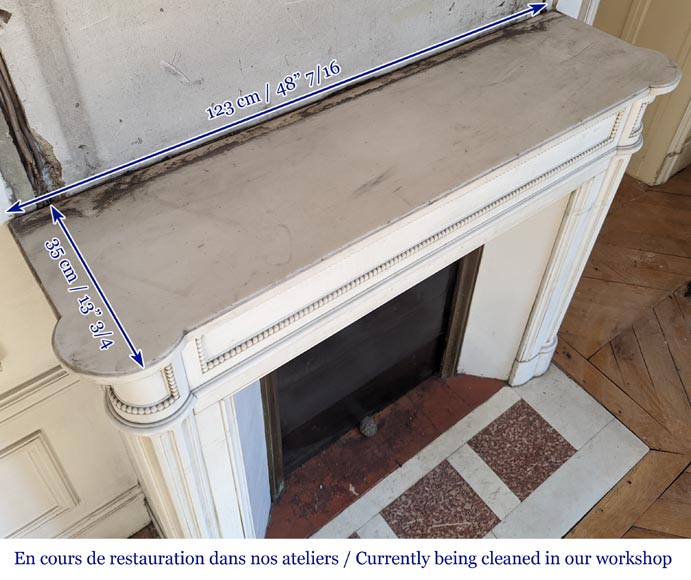 Louis XVI style statuary marble mantel with half columns -10