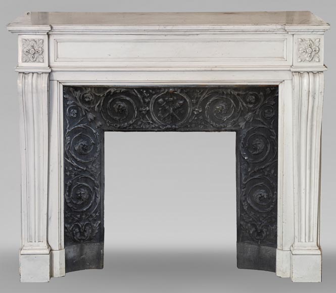 Louis XVI style mantel with moldings and curved console legs-0